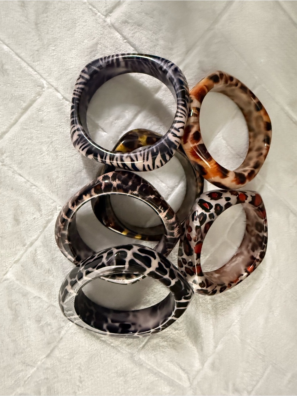 Assorted Animal Print Resin Bangles — Mixed Brown & Black
